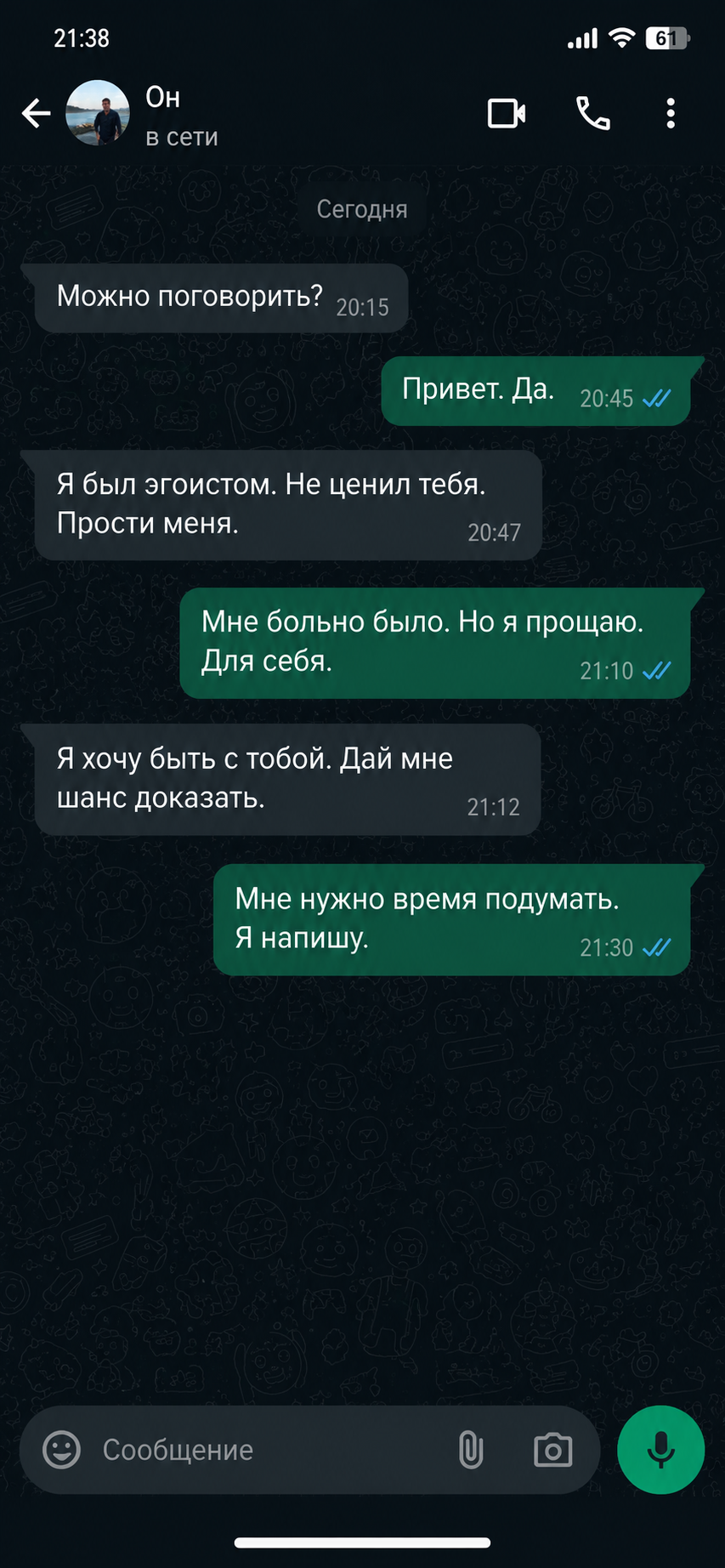 Скриншот переписки